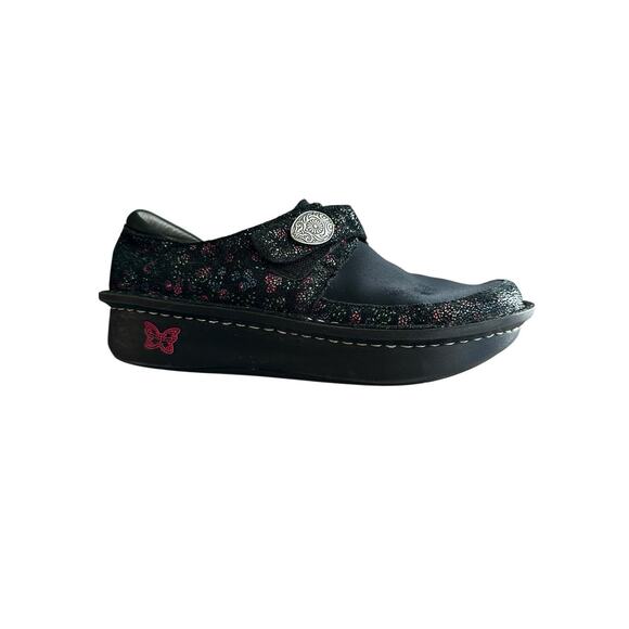 Alegria Dream Fit Dena black floral neoprene slip on shoes womens EU 36/ US 6 - Picture 5 of 12